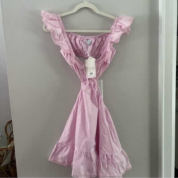 Sabo Cutout Mini Dress Size XS Sacha Ruffle Boho Cottagecore Fairycore y2k Pink - Picture 4 of 13